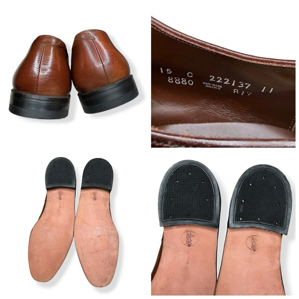 Freeman Free Flex Shoes Men 15 C Brown Leather Moc Apron Toe Lace Dress Narrow